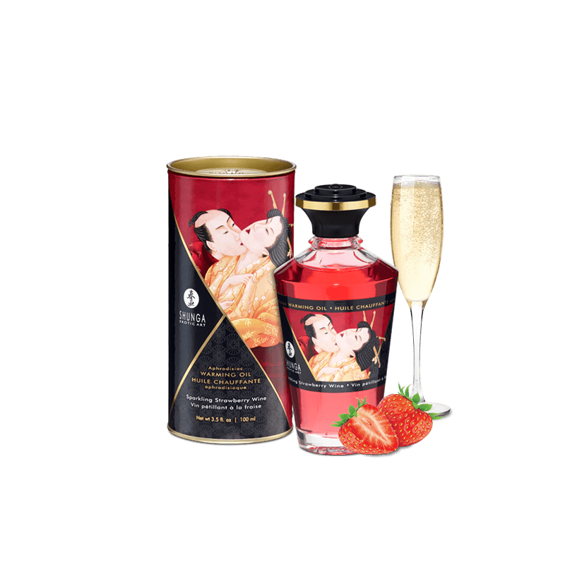 Huile chauffante aphrodisiaque vin pétillant fraise 100ml