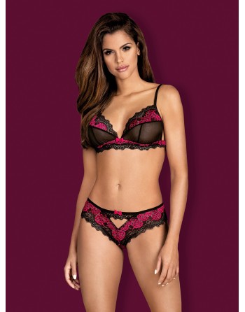 Tulia Ensemble 2 pcs - Noir  Fuchsia - les nuances du désir