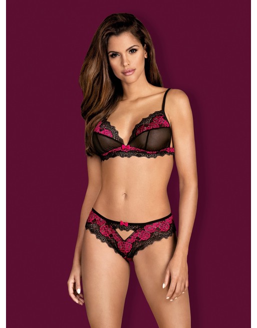 Tulia Ensemble 2 pcs - Noir  Fuchsia - les nuances du désir