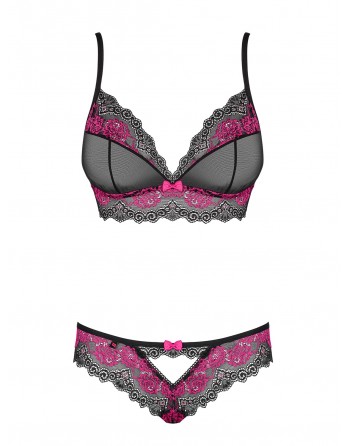 Tulia Ensemble 2 pcs - Noir  Fuchsia - les nuances du désir