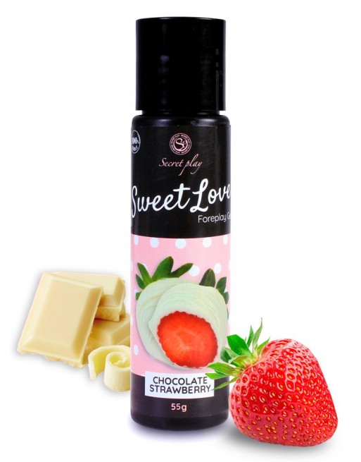 Gel comestible Chocolat blanc  Fraise 3672 - 60 ml - les nuances du désir