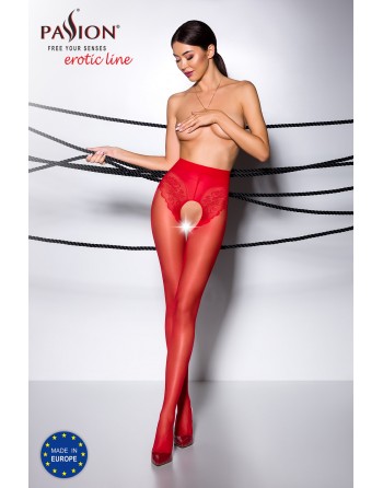 TI006R Collants ouverts 30 DEN - Rouge - les nuances du désir