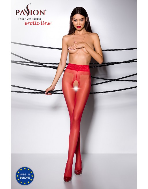 TI001R Collants ouverts 20 DEN - Rouge - les nuances du désir