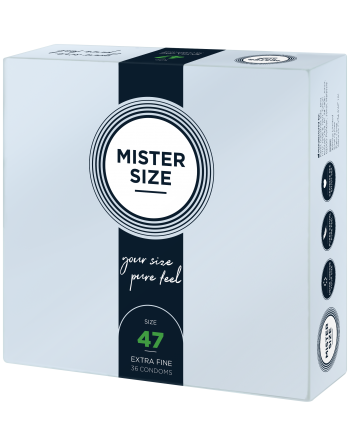 Boîte de 36 préservatifs Mister Size - 7 tailles disponibles - les nuances du désir