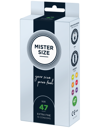 Boîte de 10 préservatifs Mister Size - 7 tailles disponibles - les nuances du désir
