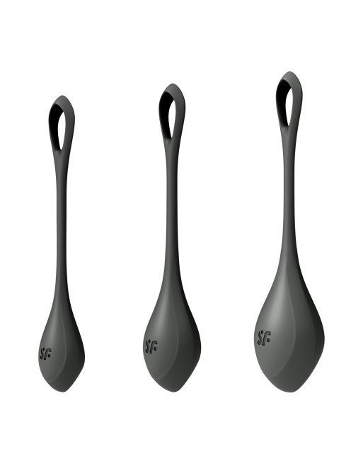 Boules de Geisha Satisfyer Yoni Power 2 - Set de 3 - Noir - les nuances du désir Boules de Geisha Satisfyer Yoni Power 2 - Set de 3 - Noir - les nuances du désir