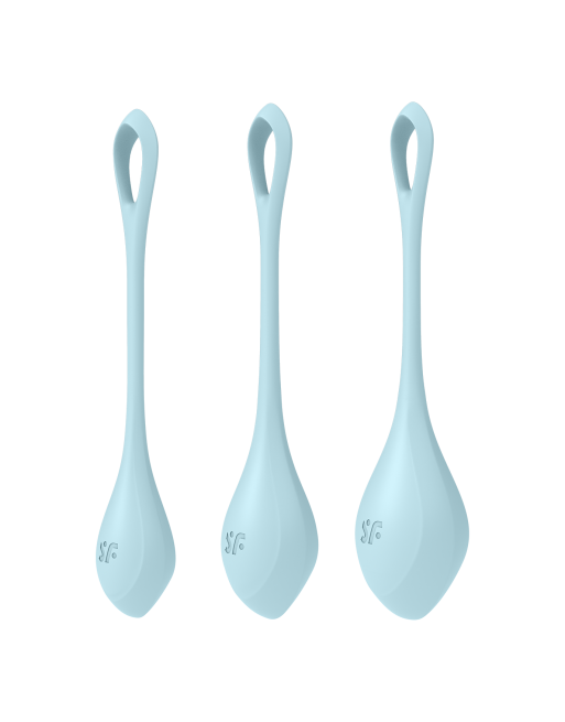 Boules de Geisha Satisfyer Yoni Power 2 - Set de 3 - Bleu clair - les nuances du désir Boules de Geisha Satisfyer Yoni Power 2 - Set de 3 - Bleu clair - les nuances du désir