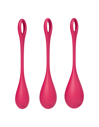 Boules de Geisha Satisfyer Yoni Power 1 - Set de 3 - Rouge - les nuances du désir