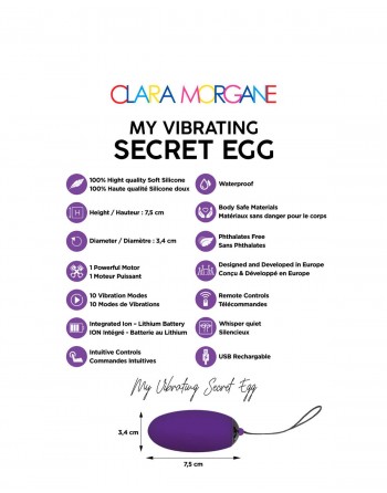 My vibrating secret egg - Violet - Clara Morgane - les nuances du désir