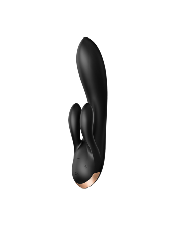 Stimulateur rabbit chauffant Satisfyer Double Flex Connect Noir - les nuances du désir