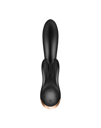 Stimulateur rabbit chauffant Satisfyer Double Flex Connect Noir - les nuances du désir