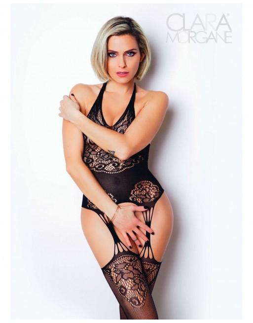 Le numéro 15 bodystocking Clara Morgane - Noir - les nuances du désir