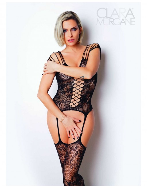 Le numéro 10 bodystocking Clara Morgane - Noir - les nuances du désir