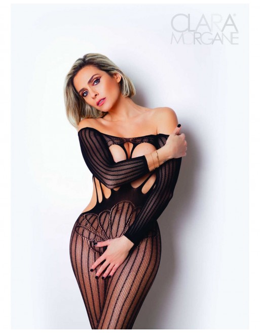 Le numéro 5 bodystocking Clara Morgane - Noir - les nuances du désir