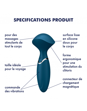 Mini Wand-er Vibromasseur Satisfyer - Bleu - les nuances du désir