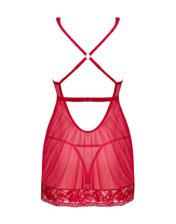 Lacelove babydoll et String - Rouge