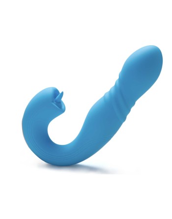 JOI THRUST bleu - Vibromasseur point G - lèche-clitoris - va et viens contrôlé par application - les nuances du désir