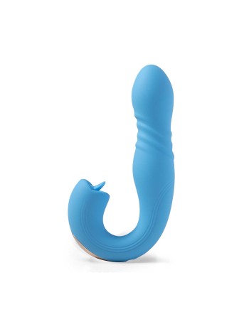 JOI THRUST bleu - Vibromasseur point G - lèche-clitoris - va et viens contrôlé par application - les nuances du désir