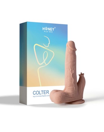 Colter gode réaliste vibrant, va et vient et lécheur avec appli 21 cms - Chair - les nuances du désir