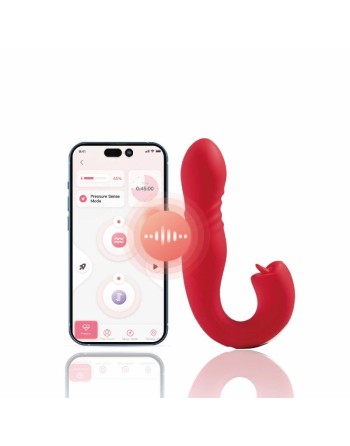 JOI THRUST 2 Bleu - Vibromasseur point G - lèche-clitoris - va et vient contrôlé par application - les nuances du désir