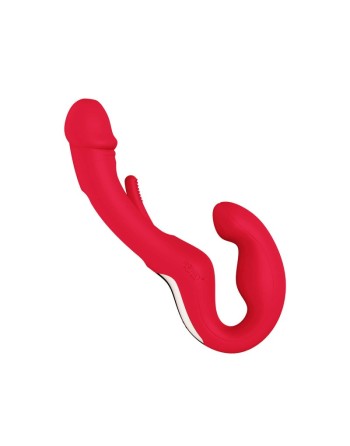 Harmony Duo Strap on vibrant avec tapotage - Rouge - les nuances du désir