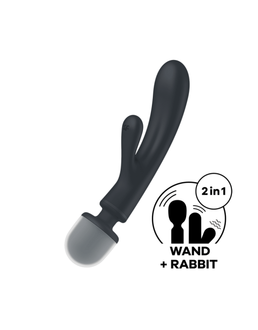 Triple lover Rabbit et Wand Satisfyer - Noir - les nuances du désir