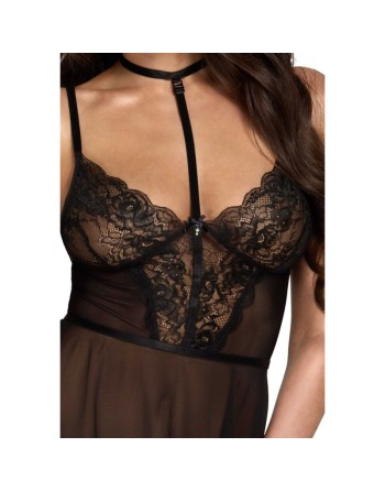 Babydoll et collier First Kiss 249 - noire - les nuances du désir