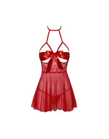 Babydoll et ruban de satin Sexy Kiss 247 - Rouge - les nuances du désir