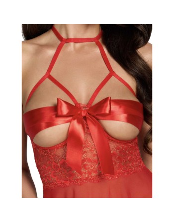 Babydoll et ruban de satin Sexy Kiss 247 - Rouge - les nuances du désir