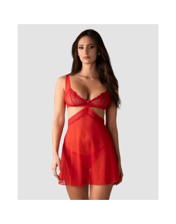 Babydoll et String Cupide Désir  - Rouge - les nuances du désir