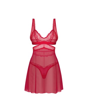 Babydoll et String Cupide Désir  - Rouge - les nuances du désir