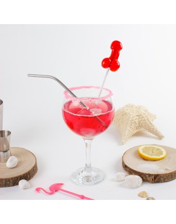 Sucette pénis Daiquiri Fraise avec alcool - les nuances du désir