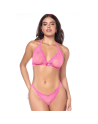 Ensemble sexy 2 pièces rose en dentelle délicate avec haut et string assorti - les nuances du désir