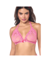 Ensemble sexy 2 pièces rose en dentelle délicate avec haut et string assorti - les nuances du désir