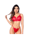 Ensemble sexy 3 pièces peek-a-boo en dentelle avec string et porte-jarretelles - les nuances du désir